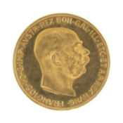 AUSTRIA, FRANZ JOSEPH I 10 CORONA GOLD COIN (RESTRIKE), 1915, 33.8g (UNC) Provenance: deceased