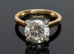 18CT WHITE GOLD DIAMOND SOLITAIRE RING, brilliant-cut claw-set stone, 3.49cts, clarity VS, colour L,