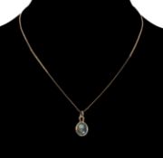 OPAL DOUBLET PENDANT NECKLACE in 9ct gold, 14mms drop, necklace 37cms (l), gross weight 2.6g