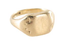 GENT'S 9CT GOLD SIGNET RING, uninscribed, Birmingham 1955, size S, 9g Provenance: private collection
