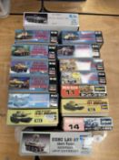 MILITARY VEHICLE MODEL KITS, by Trumpeter and Hasegawa, 15 boxed Provenance: deceased estate