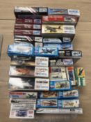 AIRCRAFT MODEL KITS, assorted makes, featuring Tamiya Supermarine Spitfire MK.I and others, 32 boxed