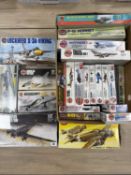 AIRFIX MILITARY MODEL KITS, featuring sealed Junkers JU52/3M model and others unsealed, 24 boxed