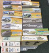 MILITARY VEHICLE MODEL KITS, assorted makes, 16 boxed Provenance: deceased estate Wirral When boxed,