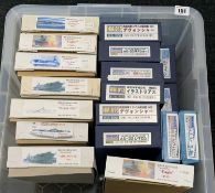 HI MOLD MILITARY BATTLESHIP KITS, with HP Models Waterline and Wave-Line Kits, 18 boxed