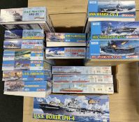 DRAGON MILITARY WARSHIP MODEL KITS, 16 boxed Provenance: deceased estate Wirral When boxed, the