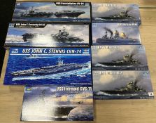 TRUMPETER WAR SHIP MODELS, featuring CV-64 USS Constellation and others, 8 boxed Provenance: