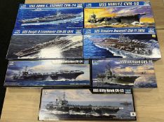 TRUMPETER US AIRCRAFT CARRIER MODEL KITS, 7 boxed Provenance: deceased estate Wirral When boxed, the