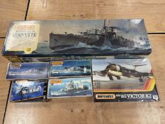 MATCHBOX FLOWER CLASS CORVETTE MODEL KIT (1:72 scale), with sealed Matchbox Handley Page Victor K2
