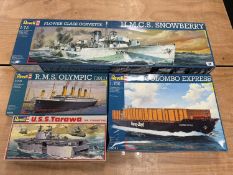 REVELL H.M.C.S. SNOWBERRY MODEL KIT (1:72), with additional Revell ship model kits, 4 boxed