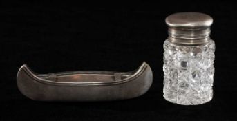 NOVELTY SILVER KAYAK, probably by Stokes & Ireland, Chester 1897?, 13cms, 1.4ozt (44g); silver-