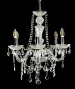 MOULDED GLASS SIX-BRANCH CHANDELIER, 47cms drop Provenance: private collection Cheshire