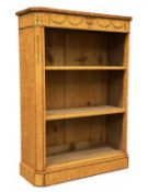 ATTRACTIVE BIRDSEYE MAPLE & ROSEWOOD INLAID OPEN BOOKCASE, in the Sheraton taste, having two