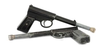 TWO TJH & SON ALUMINIUM 'THE GAT' PISTOLS Provenance: deceased estate Wirral PLEASE NOTE: ID and