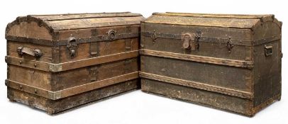 TWO VICTORIAN DOMED TRUNKS, 82 and 90cms (w), both approx. 57cms (h) (2) Provenance: private