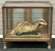 VINTAGE SHOP COUNTER, with sliding glass doors, 90 (h) x 97 (w) x 64cms (d), containing an unrelated