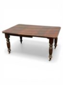 LATE 19TH CENTURY MAHOGANY EXTENDING DINING TABLE, rectangular top with canted corners, with leaf,