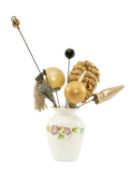 COLLECTION OF HAT PINS, 19th century and later, including Art Nouveau gold-tone knot design set with