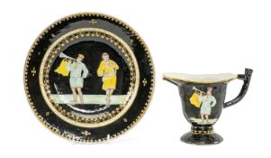 CHINESE EXPORT PORCELAIN PLATE & JUG, Yongzheng (1723-1735), decorated with musicians in colours