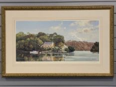 MICHAEL BARNFATHER limited edition colour print - 'On the Thames', signed, framed, 59 x 94cms; two