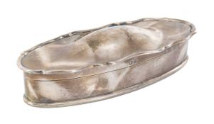 GEORGE V SILVER JEWELLERY BOX, by William Hutton & Sons, Birmingham 1911, oval form with domed