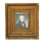 19TH CENTURY WATERCOLOUR ON IVORY, head and shoulder portrait of a gentleman, inscribed verso '
