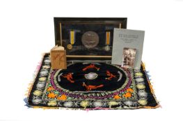 GREAT WAR MEMORIAL PLAQUE, remembering Thomas Charles Moore, framed together with Great War medal