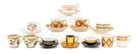 ASSORTMENT OF CABINET CUPS & SAUCERS, Regency and later, including Derby, Spode, Chamberlain,