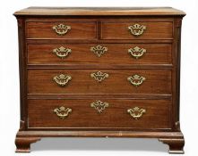GEORGE III MAHOGANY CHEST OF DRAWERS, circa 1800, fitted with two short and three long drawers
