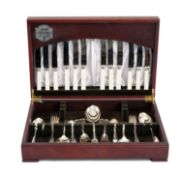 BUTLER CAVENDISH COLLECTION SILVER-PLATED CANTEEN OF CUTLERY for six place settings, knives with