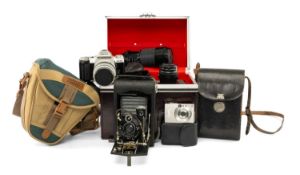 VINTAGE CAMERAS, including cased Kodak Autographic No. A118, Pentax MZ-50, Canon Digital Ixus II