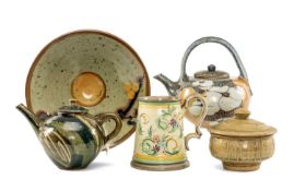 STUDIO POTTERY, including Denby tankard by Glyn Colledge, 14cms (h); globular squat teapot by