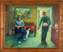 ‡ JOAN DARLINGTON (British, b. 1932) oil on board - entitled verso 'Midday', signed lower right,