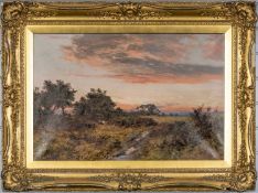 DAMIEL SHERRIN (British 1868 - 1940) oil on canvas - country scene with figures, indistinctly signed