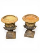 ROBERT BROWN & SON, FERGUSLIE FIRE CLAY WORKS, PAISLEY, PAIR OF CAMPANA FORM GARDEN URNS on