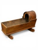 19TH CENTURY MAHOGANY CANOPY-TOP CRADLE, on rockers, 52 (h) x 81 (w) x 48cms (d); and wooden