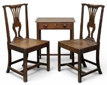 MAHOGANY SIDE TABLE, early 19th century, 71 (h) x 61 (w) x 46cms (d); and pair of provincial oak