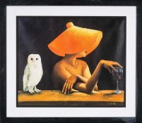 ‡ TRISHA LAMBI (Australian, b. 1962) open edition print on canvas - entitled 'The Owl Called My