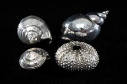 SMALL SELECTION OF HAMILTON & INCHES SILVER-PLATED SHELLS, largest 6cms Provenance: private