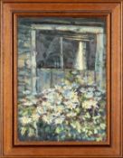 UNKNOWN 20TH CENTURY oil on board - bed of daisies, indistinctly signed and dated '90 lower right,