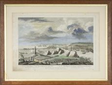 PIERRE CHARLES CANOT (c. 1710-1777) hand-coloured steel engraving - View of Louisburg in North