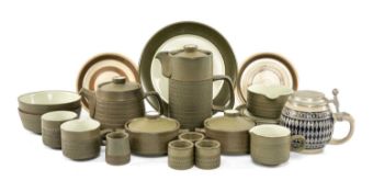DENBY POTTERY GREEN CHEVRON TABLEWARE, approx. 80 pieces Provenance: private collection Flintshire