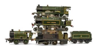 HORNBY O GAUGE CLOCKWORK ENGINES & ASSORTED ACCESSORIES, including Caerphilly Castle clockwork
