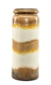 SCHEURICH WEST GERMAN VASE, mid-century, cream, brown and yellow mottle glazing, impressed on the