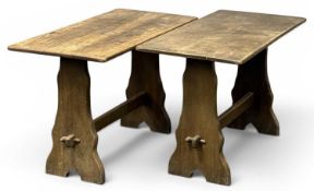 PAIR OF OAK TRESTLE TABLES, 76 (h) x 122 (w) x 60cms (d) Provenance: private collection Cheshire