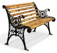 CAST METAL & WOODEN SLATTED GARDEN BENCH, 74 (h) x 104 (w) x 62cms (d) Provenance: private