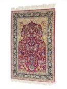 QUALITY ISFAHAN WOOLLEN PRAYER RUG, Iran, late 20th century, pictorial mihrab detailed with birds