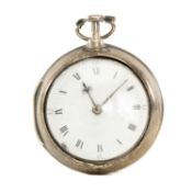 GEORGE III SILVER PEAR CASED POCKET WATCH by T. Mason, Chesterfield, hallmarked London 1792, chipped