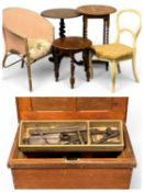 VICTORIAN PAINTED PINE TOOL CHEST, 46 (h) x 90 (w) x 47cms (d); together with a Victorian barley-