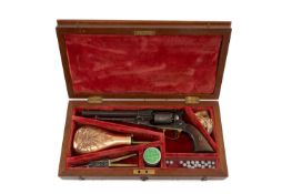 REMINGTON .36 CALIBRE REVOLVER of 1865 type, housed within a modern mahogany case with